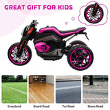 12V Three-wheel Ride On Motorcycle, Kids Electric Motorbike with Horns, LED Lights, Gift for Kids 3-8 Years,Rosy AXSSIBLZ