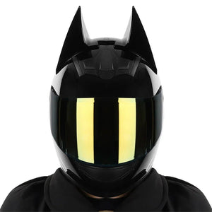 Motorcycle Helmet Full Face Bat Ears For Man Detachable Horns Summer Breathable Motorcross Racing MotorBike Safety Moto Helmets AXSSIBLZ