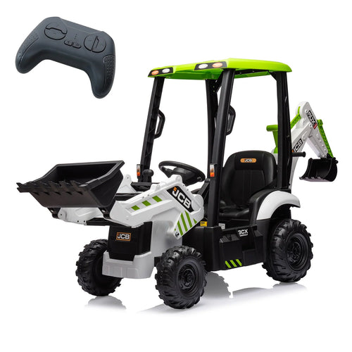 4 in 1 Ride on Excavator & Bulldozer, 12V Kids Electric Vehicle with Remote Control, Front Loader, Digger, Excavator Ride on Car AXSSIBLZ