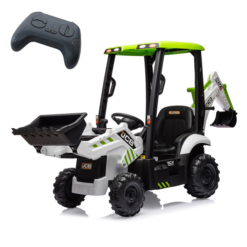 4 in 1 Ride on Excavator & Bulldozer, 12V Kids Electric Vehicle with Remote Control, Front Loader, Digger, Excavator Ride on Car AXSSIBLZ