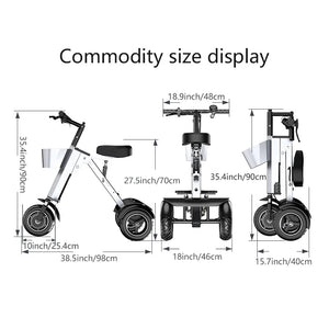 WILLJERDY Folding Electric Tricycle Mini Portable Adults Electric Scooter Small Elderly Mobility Electric Folding Bike AXSSIBLZ