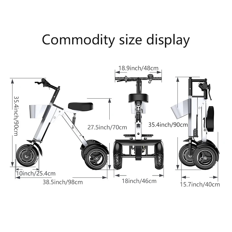 WILLJERDY Folding Electric Tricycle Mini Portable Adults Electric Scooter Small Elderly Mobility Electric Folding Bike AXSSIBLZ