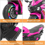 12V Electric Kids' Ride on Vehicles, Powered Toy Motorcycle, Child Motorcycle Ride on With Light Wheels and Bluetooth Music Pink AXSSIBLZ