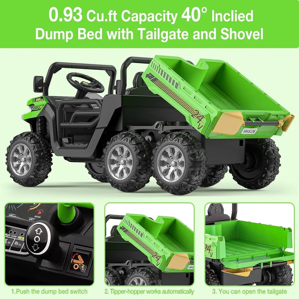 Ride On Truck Car 24 V Kids Electric Vehicles w/Parent Remote Control, Children Ride On Utv Car w/Safety Belt, Phone Connections AXSSIBLZ