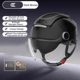BIBEE Electric Motorcycle Helmet Summer Breathable Electric Bike Open Face Helmet Men Women Dual Lenses Jet Scooter Half Helmets AXSSIBLZ