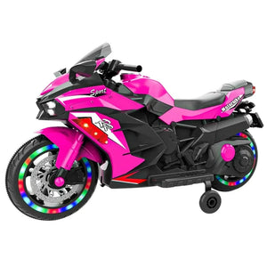 12V Kids Ride on Motorcycle, Battery Powered Electric Motorcycle for Kids, Ride on Toy with LED Light Wheels, MP3, Bluetooth AXSSIBLZ