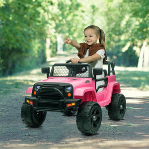 Kids' Ride on Vehicles Dual Drive 12V 4.5A.h with 2.4G Remote Control Jeep Pink Outdoor Fun Toys AXSSIBLZ