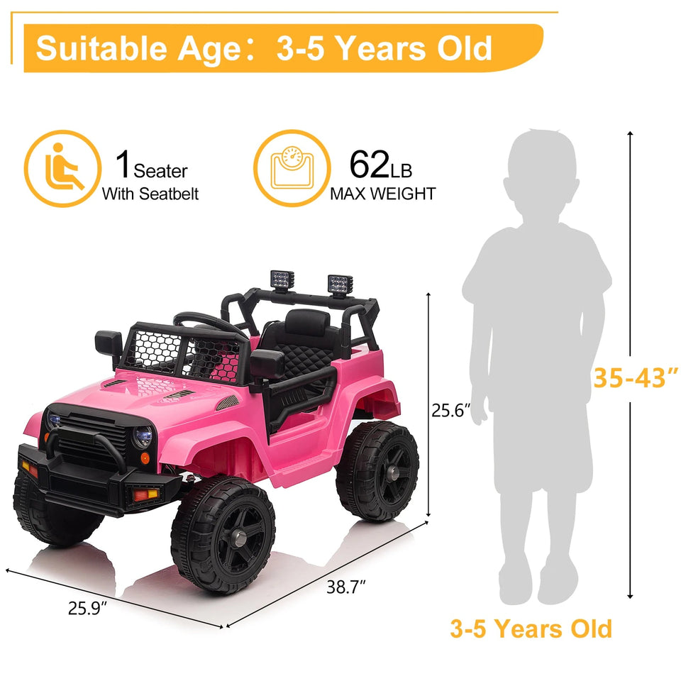 Kids' Ride on Vehicles Dual Drive 12V 4.5A.h with 2.4G Remote Control Jeep Pink Outdoor Fun Toys AXSSIBLZ