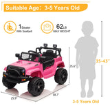 Kids' Ride on Vehicles Dual Drive 12V 4.5A.h with 2.4G Remote Control Jeep Pink Outdoor Fun Toys AXSSIBLZ