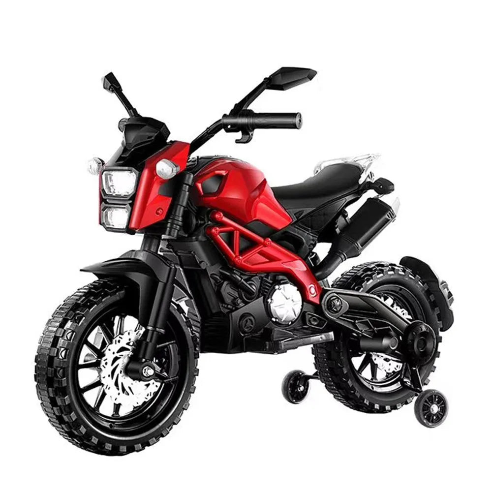 Electric Motorcycle for Kids, Kids Ride on  Motorcycle,  12V  Electric Dirt  Bike with Training Wheels, Hand Racing   Foot Brake AXSSIBLZ