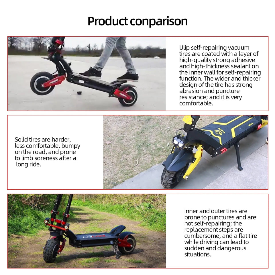 Ulip 11 Inch 100/55-6.5 Self-healing Tubeless Tire For Electric Scooter Front & Rear Built Self-repair Glue Explosion-Proof Tyre AXSSIBLZ