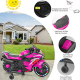 12V Kids Ride on Motorcycle, Battery Powered Electric Motorcycle for Kids, Ride on Toy with LED Light Wheels, MP3, Bluetooth AXSSIBLZ