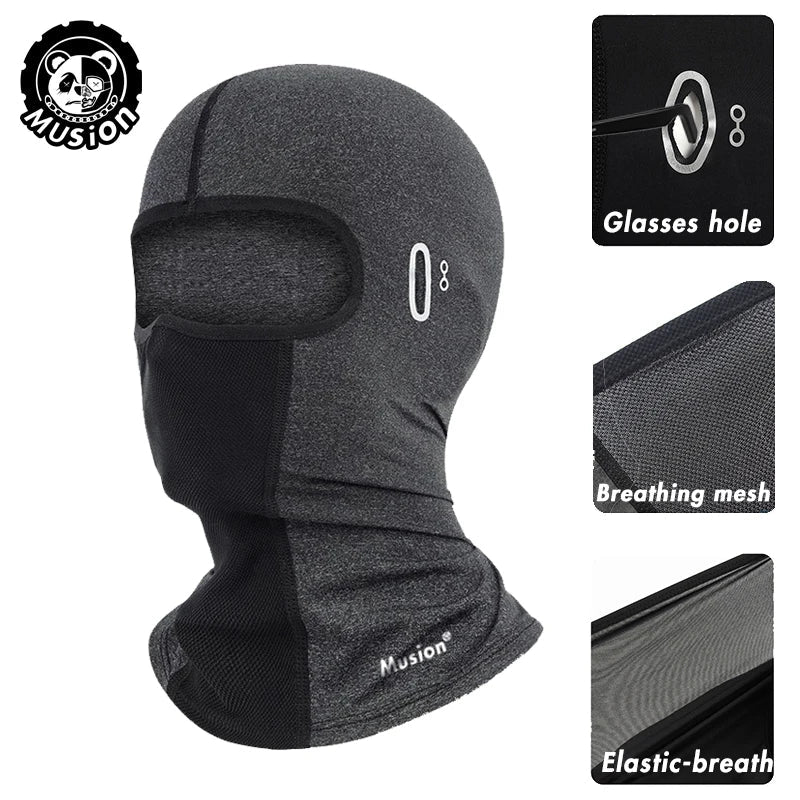 Musion Cycling Helmet Balaclava with Glasses Hole Motorcycle Full Face Mask Sun Protection Ice Silk Biker Headgear Breathable fo AXSSIBLZ