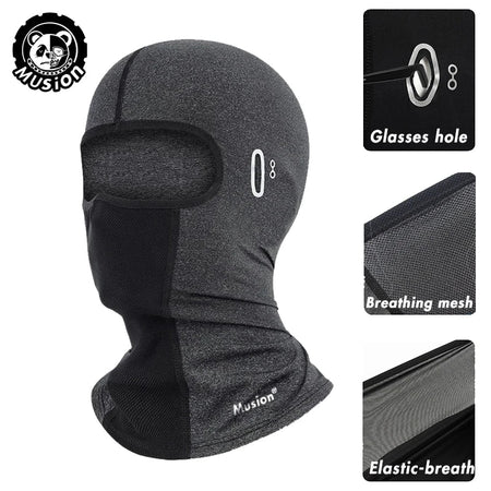 Musion Cycling Helmet Balaclava with Glasses Hole Motorcycle Full Face Mask Sun Protection Ice Silk Biker Headgear Breathable fo AXSSIBLZ