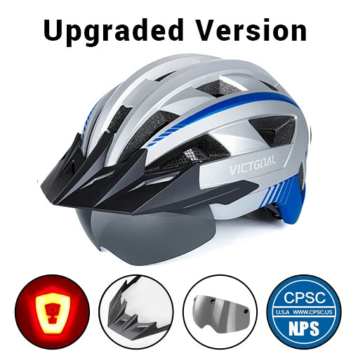 VictoSafe MTB Helmet – Complete Protection with LED, Visor & Goggles for Cyclists AXSSIBLZ