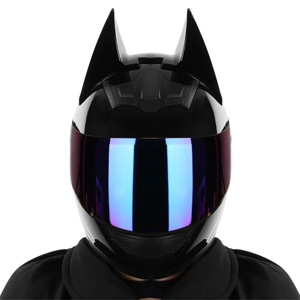 Motorcycle Helmet Full Face Bat Ears For Man Detachable Horns Summer Breathable Motorcross Racing MotorBike Safety Moto Helmets AXSSIBLZ
