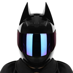 Motorcycle Helmet Full Face Bat Ears For Man Detachable Horns Summer Breathable Motorcross Racing MotorBike Safety Moto Helmets AXSSIBLZ