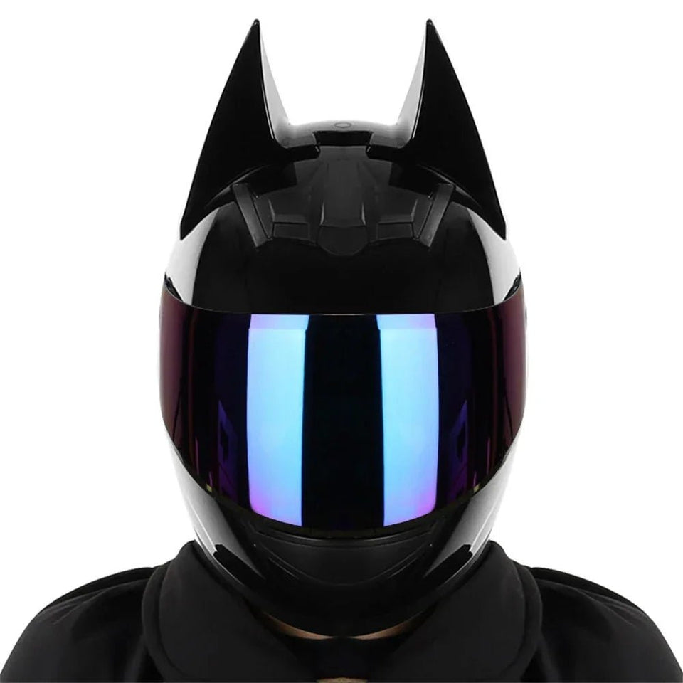 Motorcycle Helmet Full Face Bat Ears For Man Detachable Horns Summer Breathable Motorcross Racing MotorBike Safety Moto Helmets AXSSIBLZ