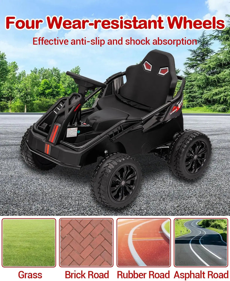 24V Ride On Truck Car, Electric Utv Car with Remote Control, 4 Shock Absorbers, Safety Belt, 16'' Wide Seat, Music, 4WD Power AXSSIBLZ