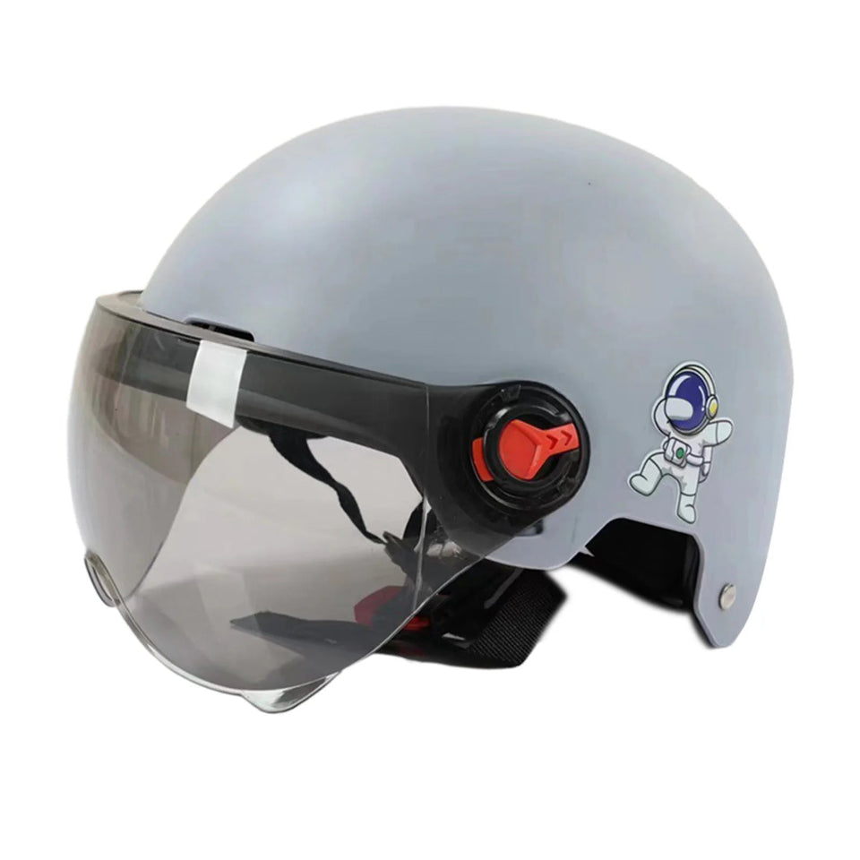 Men Motorcycle Helmet,Woman Electric Motor Car Scooter Bike Open Face Half Helmet,Anti-UV Safety Hat Bicycle Cap with Goggles AXSSIBLZ