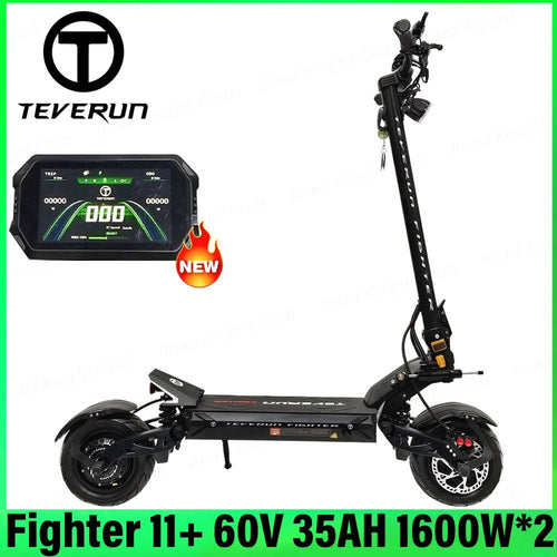 TEVERUN Fighter 11+ 60V 35Ah 26Ah Battery 1600W*2 Motor 4inch Display With NFC 4 Pistons Hydraulic Brake 11inch Tire Scooter AXSSIBLZ