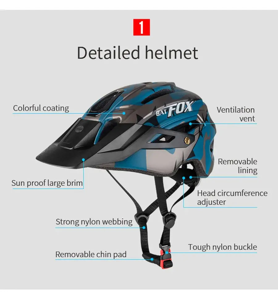 MTB Batfox Adult Outdoor Bicycle Safty Helmet - AXSSIBLZ