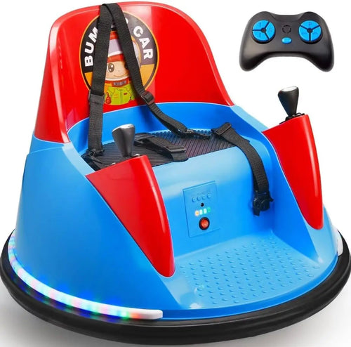 12V Bumper Car for Kids Toddler 1.5-6 Years with Remote Control Bluetooth Music 3 Speeds DIY License Plate Electric Ride on Toys AXSSIBLZ