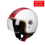 Four Season Universal Classic Retro Leather Electric Bike Motorcycle Helmet Harley Helmet Scooter Men'S And Women'S Half Helmets AXSSIBLZ