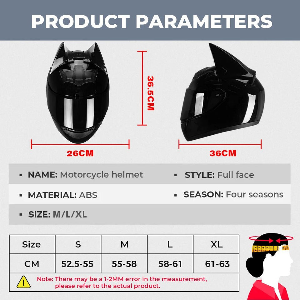 Motorcycle Helmet Full Face Bat Ears For Man Detachable Horns Summer Breathable Motorcross Racing MotorBike Safety Moto Helmets AXSSIBLZ