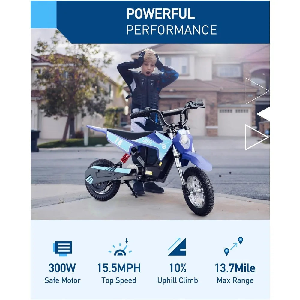 DK1 36V Electric Dirt Bike,300W Electric Motorcycle - Up to 15.5MPH & 13.7 Miles Long-Range,3-Speed Modes Motorcycle AXSSIBLZ