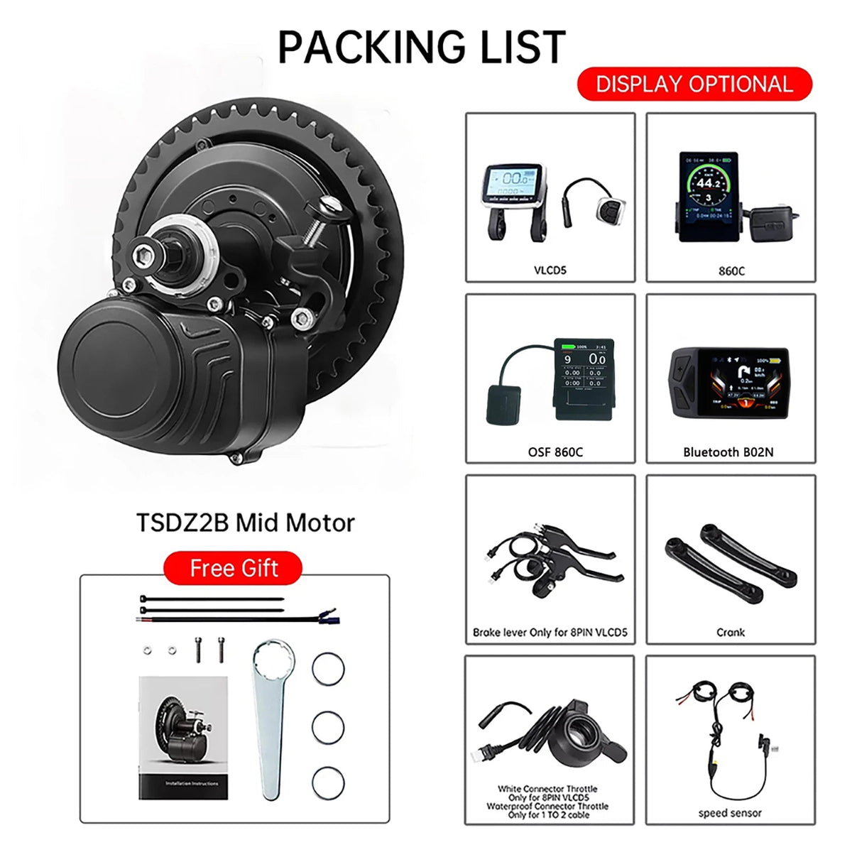RideBoost 500W 48V Mid Drive Kit – TSDZ2B Dual Clutch E-Bike Conversion with Torque Sensing AXSSIBLZ