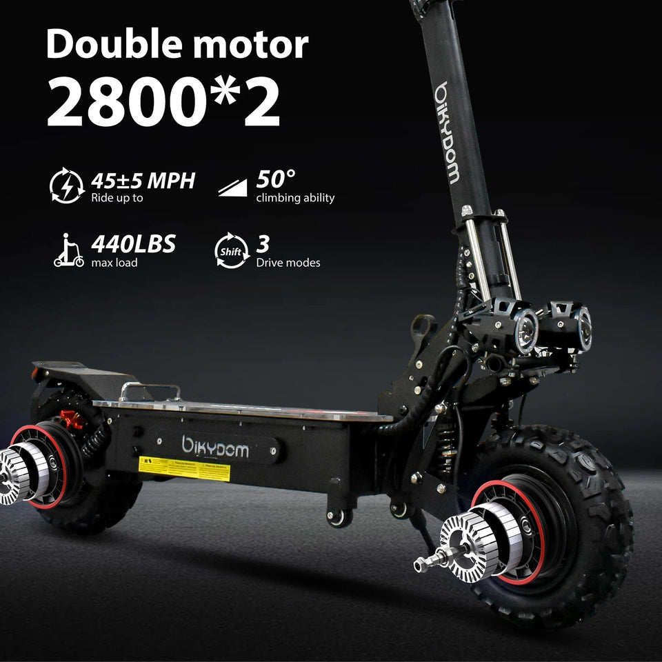 5600W Adult Electric Scooter W/Seat,Dual Motor EScooter, 3 Speed 80km/h 90kmRange,60V 27AH,11'' Heavy Duty Vacuum Off-Road Tire AXSSIBLZ