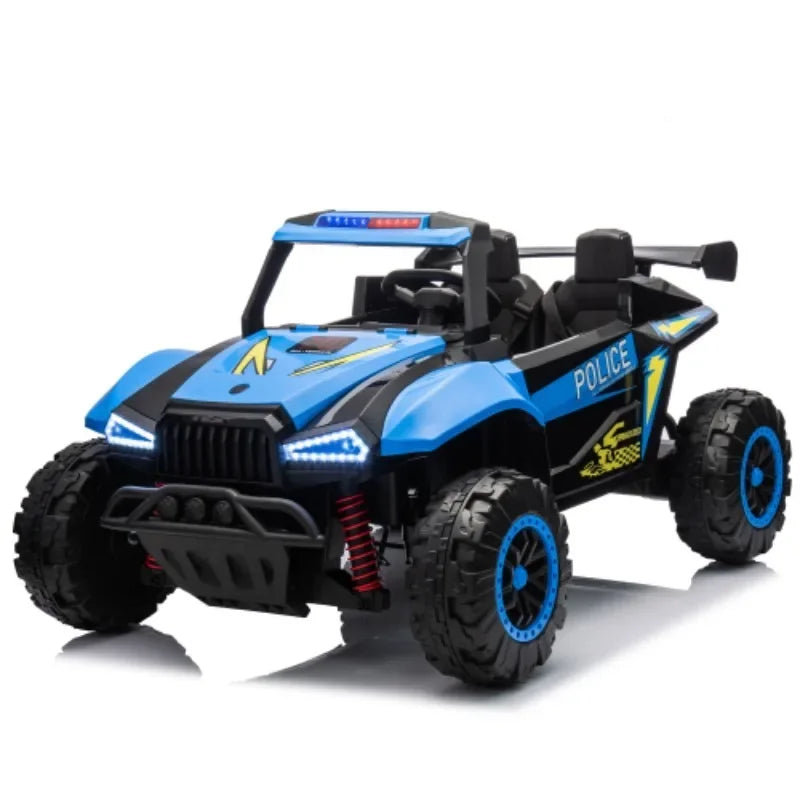 24V Two-seater Kids Ride On Electric Car W/Parents Control,Seat width 20.47in,2WD,Four-wheel suspension,The police car with a AXSSIBLZ