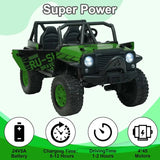 24V 5AH 2 Seater Power Wheels 4WD Kids' Electric Vehicles UTV Ride On Car Spring Absorber Wireless Bluetooth (Green) AXSSIBLZ