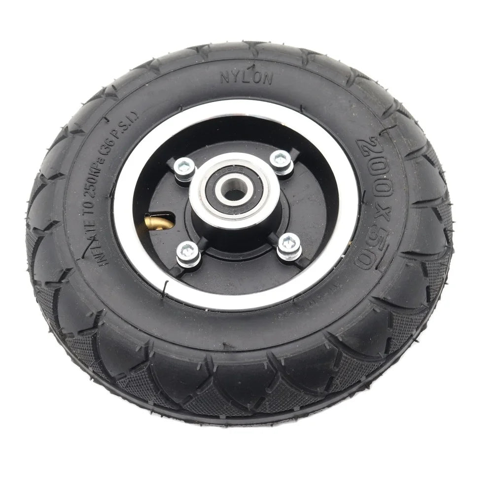 8 Inch Electric Scooter Wheel 200x50 Pneumatic Inner and Outer Tire Aluminum Alloy 10mm Hub with 6200 Bearing AXSSIBLZ