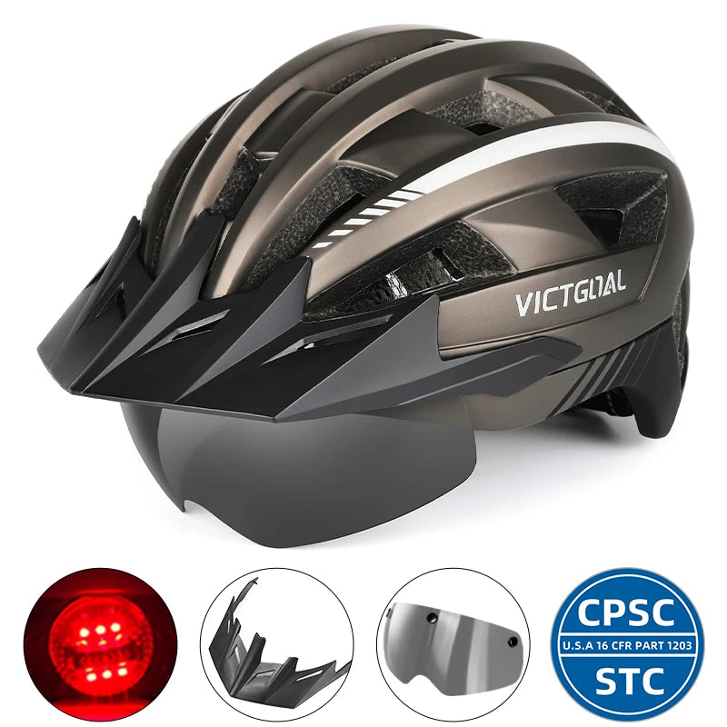 VictoSafe MTB Helmet – Complete Protection with LED, Visor & Goggles for Cyclists AXSSIBLZ