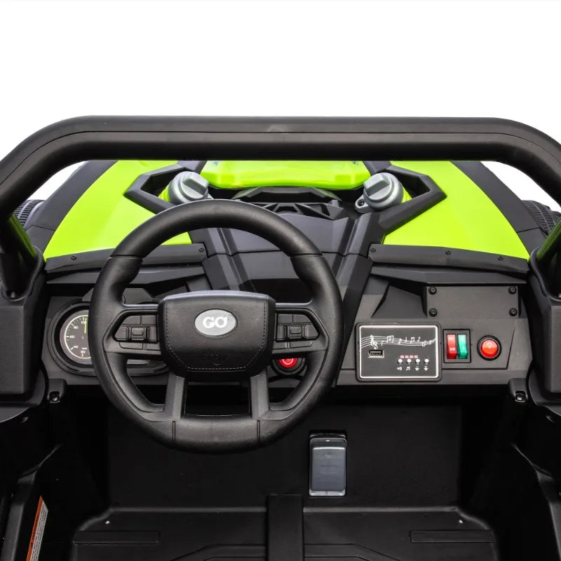 24V Two-Seater Kids Ride On UTV W/Parents Remote Control,Four-Wheel Suspension,Anti-collision bar,Music,Bluetooth for Kids 3+. AXSSIBLZ