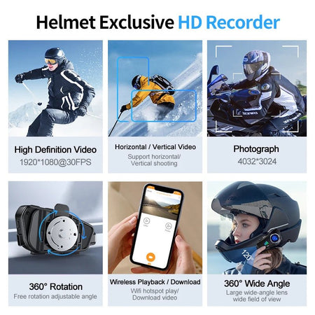 2024 Newest Motorcycle Helmets Bluetooth Headsets 1080P HD Camera Recorder TF Card as gift Waterproof Moto Headphone AXSSIBLZ