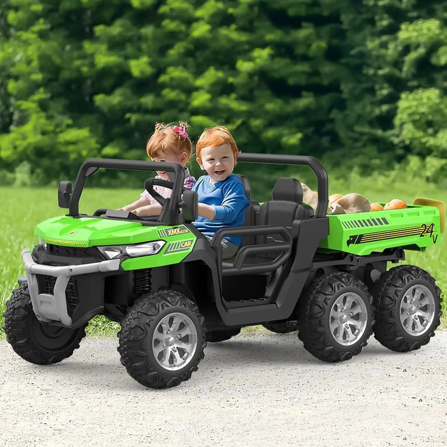 Ride On Truck Car 24 V Kids Electric Vehicles w/Parent Remote Control, Children Ride On Utv Car w/Safety Belt, Phone Connections AXSSIBLZ
