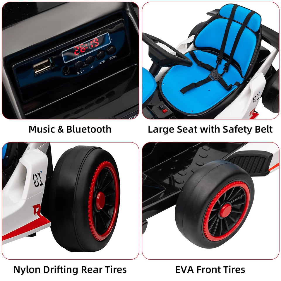 24V Go Kart Ride On Racing Toy for Kids 6+ Ride On Drift Kart with 200W*2 Extra Powerful Motors Large Battery with Music Horn AXSSIBLZ