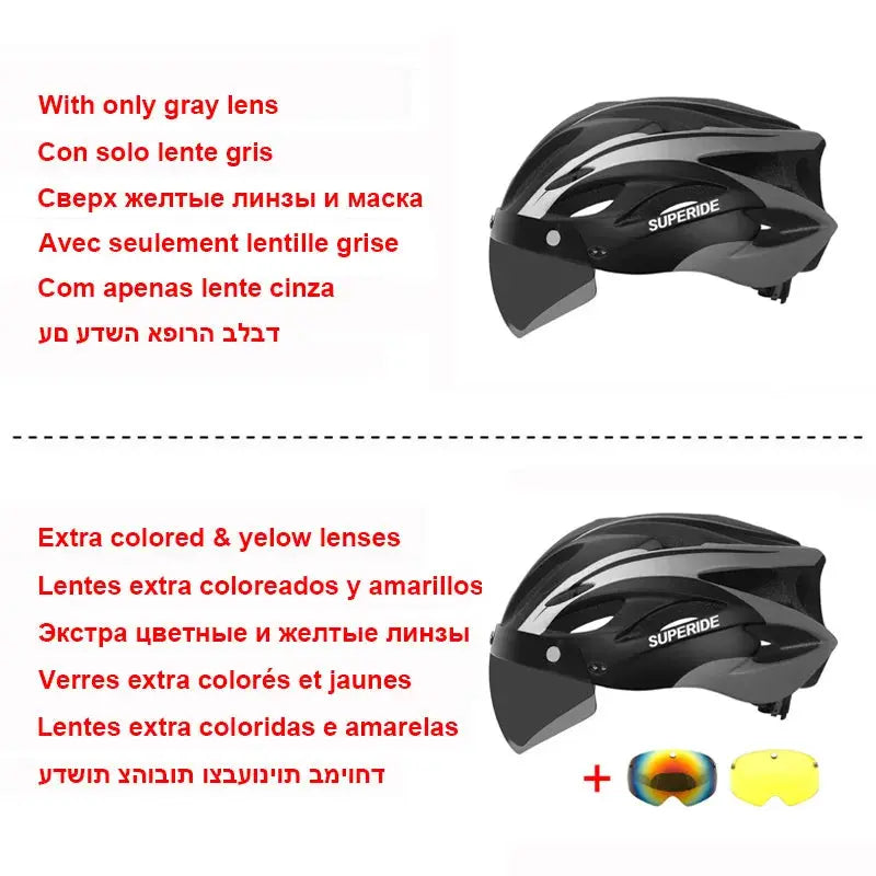 SUPERIDE Road Bike Helmet w/ Visor & Rearlight - AXSSIBLZ