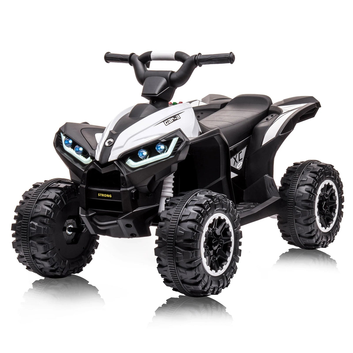 12V Kids Ride On ATV, Electric Battery, Powered Four Wheeler with Music, Led Lights, Soft Start, USB Port, and Treaded Tires AXSSIBLZ