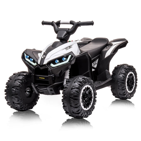 12V Kids Ride On ATV, Electric Battery, Powered Four Wheeler with Music, Led Lights, Soft Start, USB Port, and Treaded Tires AXSSIBLZ