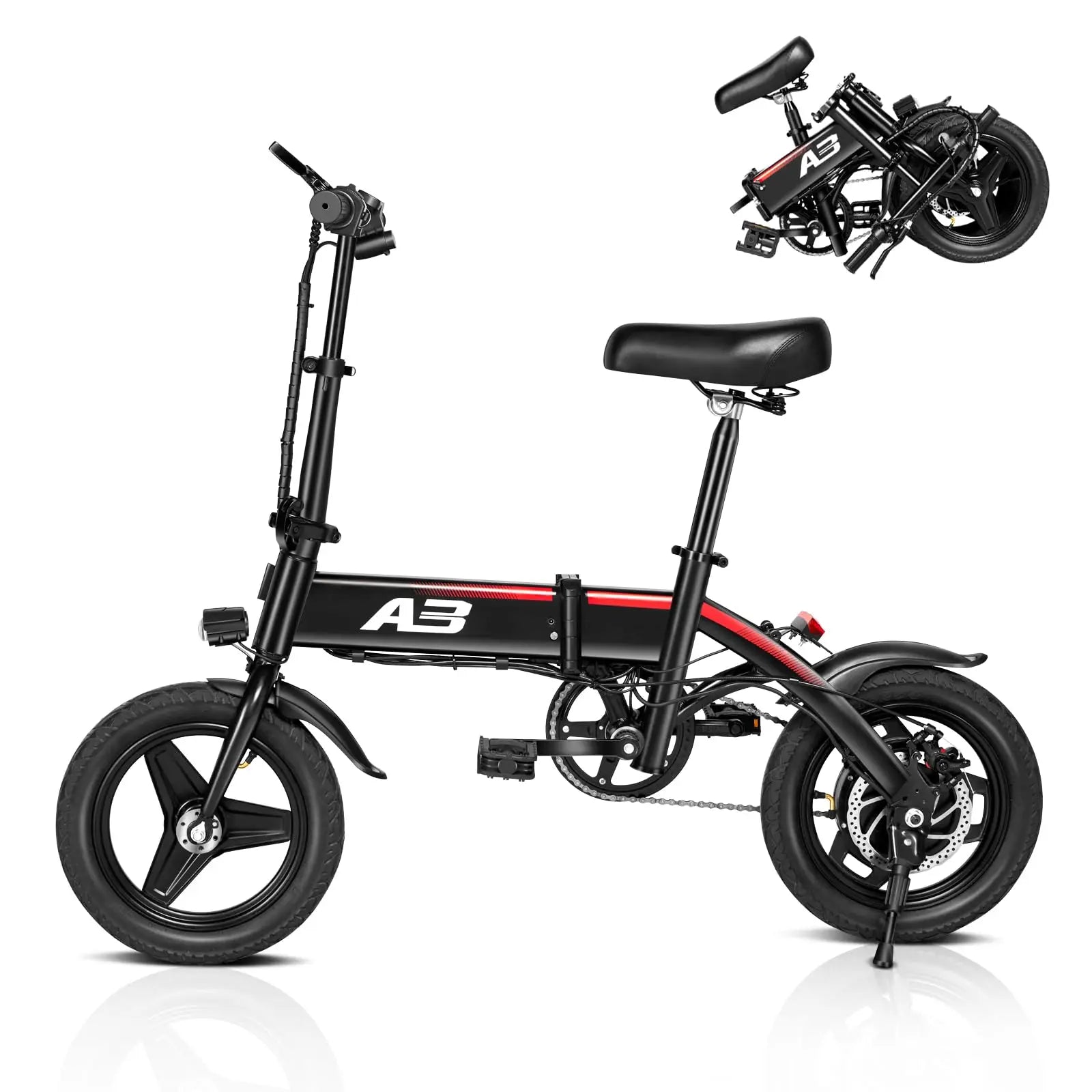 A3 Electric Bike for Adults 600W Peak Motor, 20mph Folding Ebike, 14