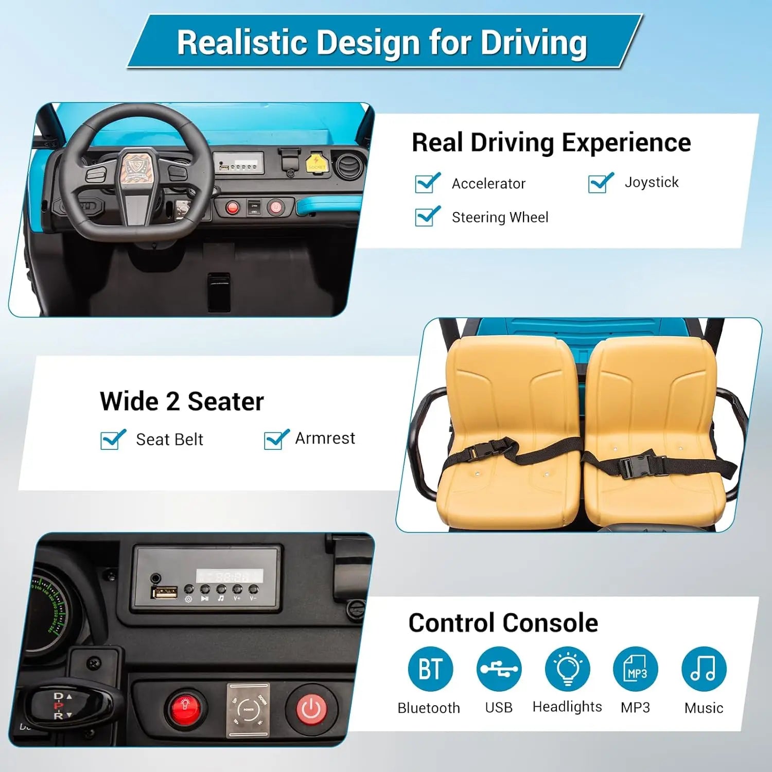 24v Ride On Dump Truck, 2 Seater Electric Ride On Car Toy for Kids, Battery Powered UTV with 4x35W Motors, Shovel Remote Control AXSSIBLZ