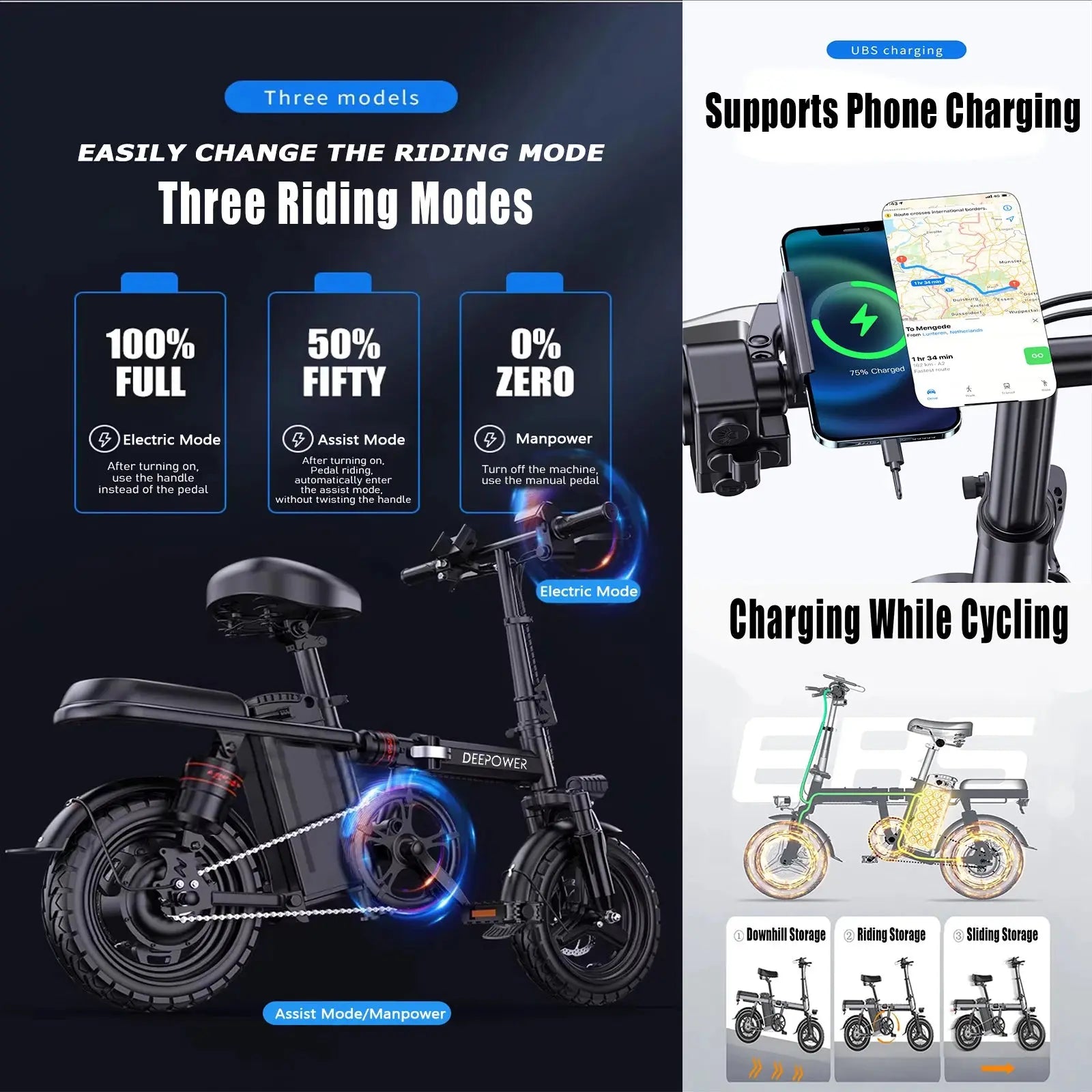 Deepower RS6 Adult Mini Folding Electric Bike - AXSSIBLZ