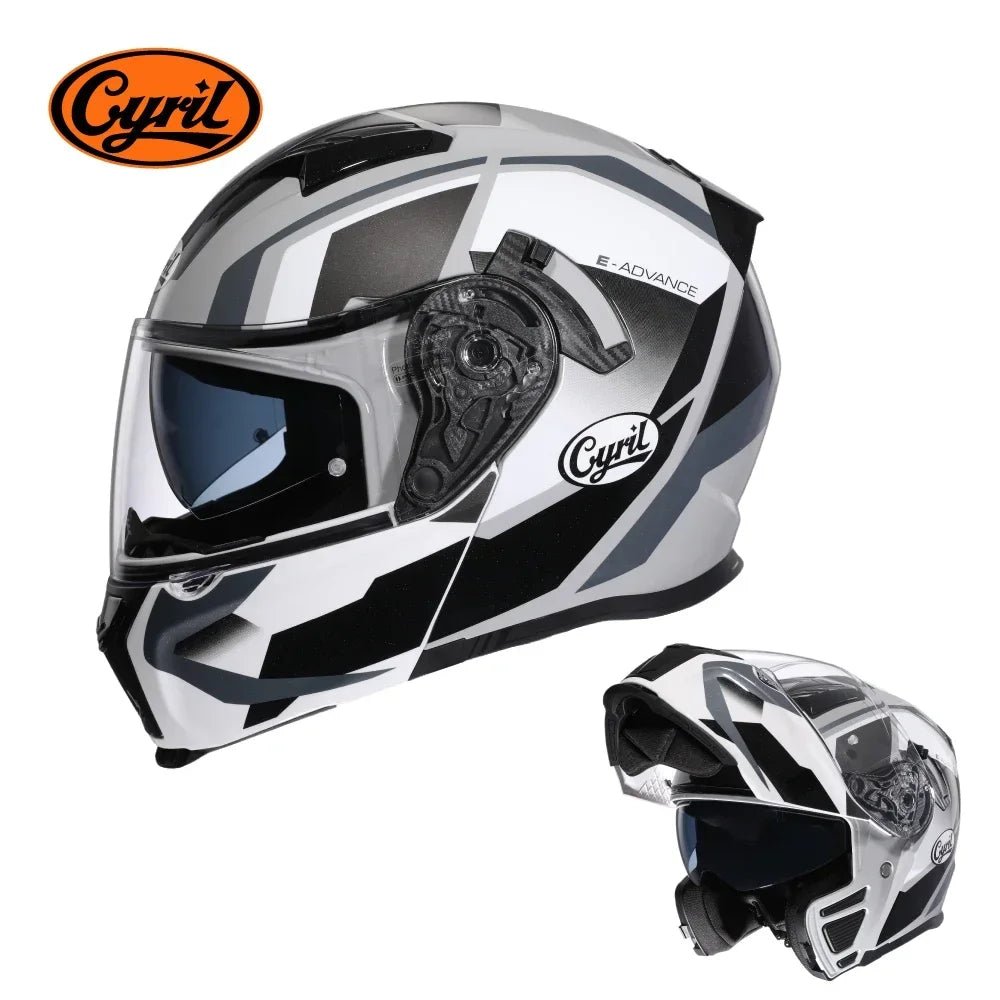 Motorcycle Helmet Dual Visor Modular Flip Up Full Face Helmet for Adult Men Women DOT ECE Approved Casco Moto CYRIL AH121 AXSSIBLZ
