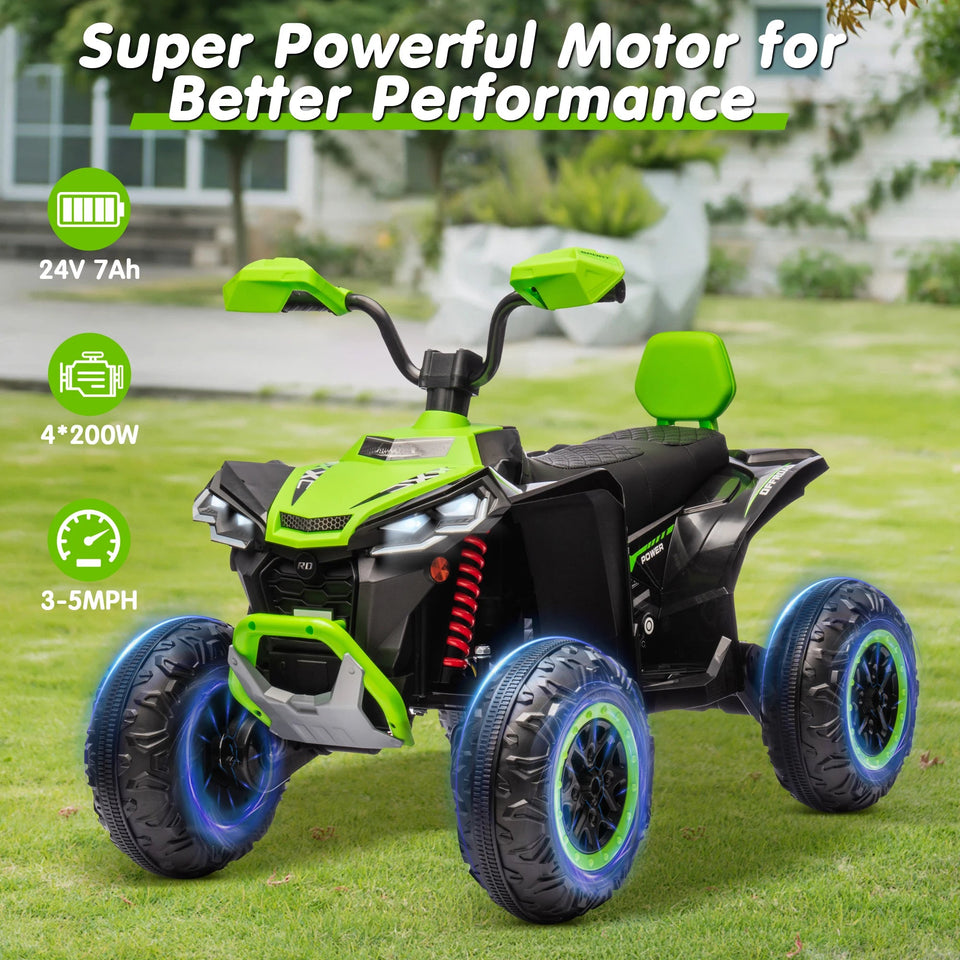 Kids ATV 4 Wheeler, JOYRACER Upgraded 2 Seater 24V Ride On Toy for Big Kid w/800W Powerful Motor, Battery Powered AXSSIBLZ