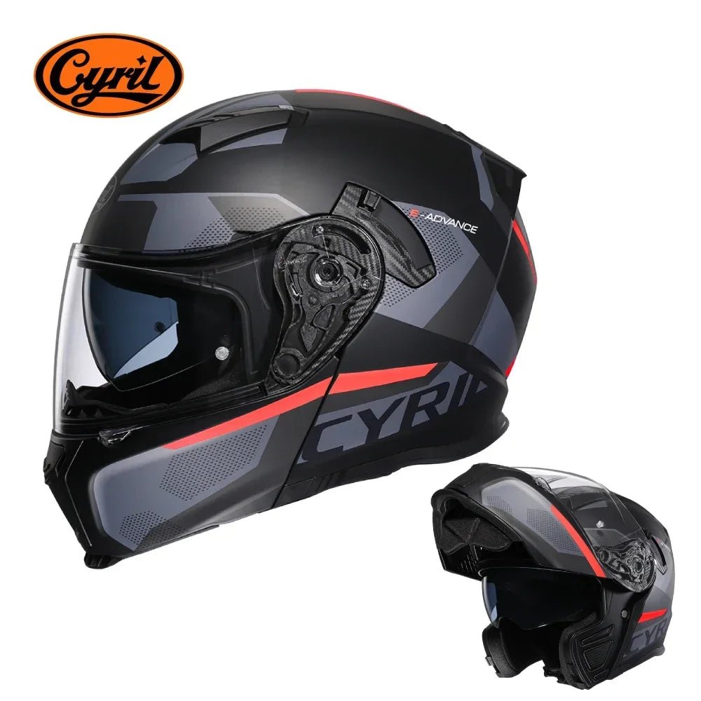 Motorcycle Helmet Dual Visor Modular Flip Up Full Face Helmet for Adult Men Women DOT ECE Approved Casco Moto CYRIL AH121 AXSSIBLZ