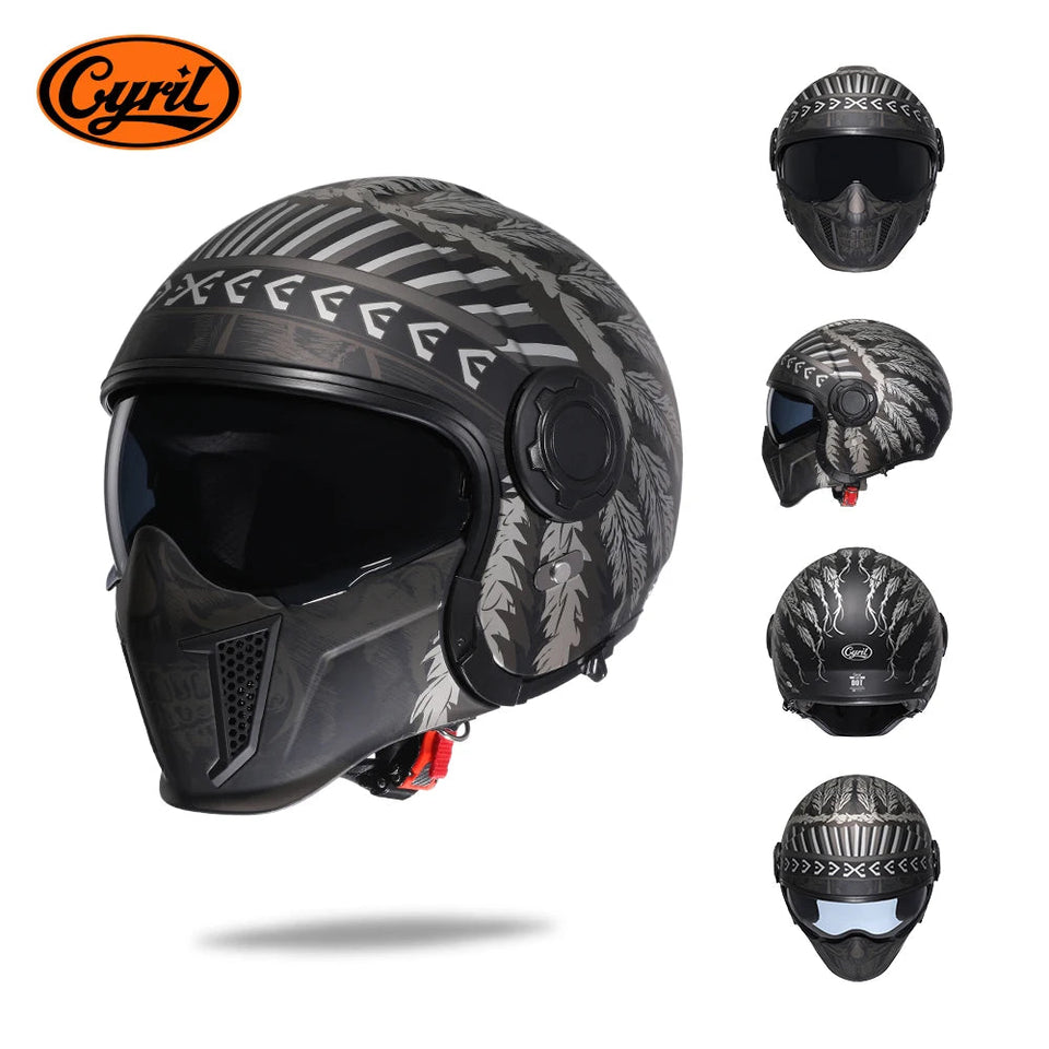 Motorcycle Helmet Full Face Open Face Helmet Modular Helmets Double Lens Quick Release Buckle Men Women CYRIL OP12A Cascos Moto AXSSIBLZ